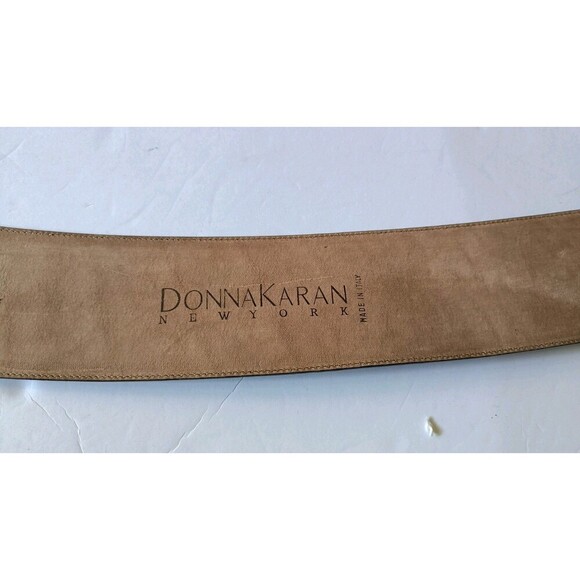 Donna Karan Leather Wide Belt MADE in ITALY Genuine Leather Deep Purple Vtg New - Picture 3 of 10